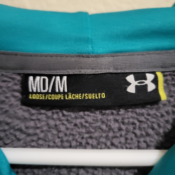 Under Armour Charcoal Gray Hoodie with Teal Logo - Picture 5 of 8